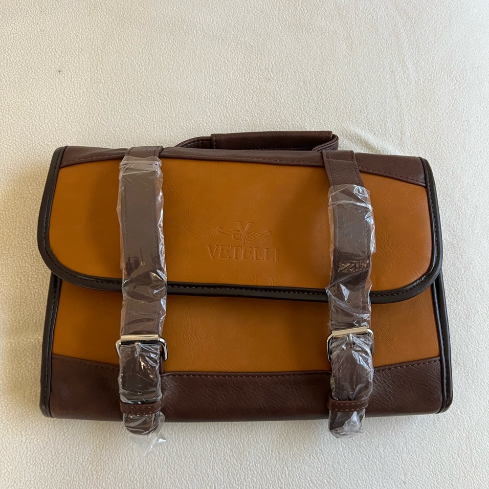 🆕 Brown and Tan Leather Men's Bag - Picture 2 of 7